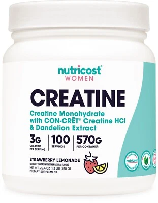 Nutricost Creatine Monohydrate Powder for Women, Strawberry Lemonade, 100 Serv - Image 1 of 4