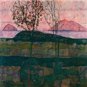 Setting Sun 1913, Egon Schiele, Wall Decor Home Art Print Poster 14" x 11" 2921 - Picture 1 of 1