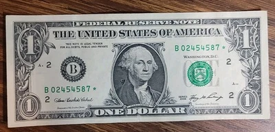 2006 STAR NOTE $1 DOLLAR Bill 02 4545 87 - Low Fancy Serial - Image 1 of 4