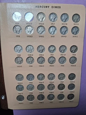 1916-1945 MERCURY OR LIBERTYHEAD DIME COLLECTION INCOMPLETE (76) G-AU CONDITION. - Image 1 of 4