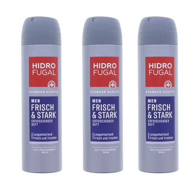 3 x Hidrofugal Men Frisch & Stark Deo Spray je 150ml Anti Transpirant