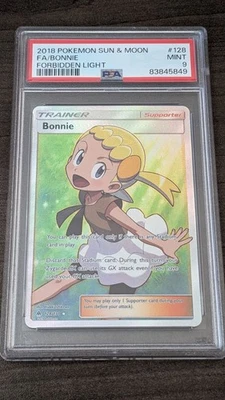 Bonnie Trainer 2018 Pokemon #128/131 PSA 9 MINT Forbidden Light FULL ART - Image 1 of 2