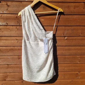 IRO Roxanie One Shoulder Printed Dress In OffWhite Size 36/UK 8 New RRP $525 - Picture 1 of 11