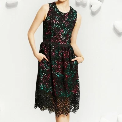 Anthropologie Wolven Black Crochet Lace Terrace Sheath Dress Size 0 Romantic - Image 1 of 4