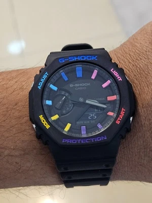 Personalizado G-Shock GA2100 - Esfera pintada y bisel en 6 colores llamativos azul - Rosa Tiffa Foto 1 de 4