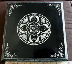 Antique DESK LETTER KEEPSAKE JEWELRY BOX fine ABALONE MOTHER PEARL INLAY ART - Picture 1 of 8