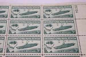 U.S. Postal 3¢ Stamps #1091 International Naval Review 1953 Sheet of 50 - Picture 1 of 3