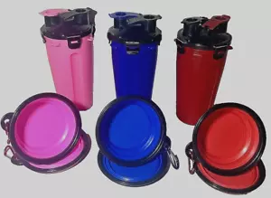 Pet Travel Feeding Kit 3pc – Water Bottle + 2 Bowls for Food & Water - Picture 1 of 3