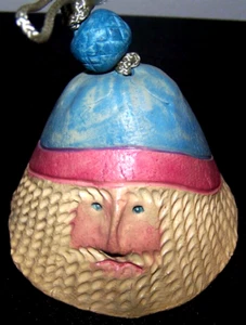 Vintage EC Folk Art Santa High Fired Ceramic Susie Richardson Bell Ornament - Picture 1 of 1