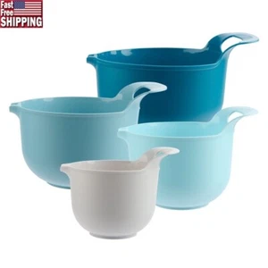 Nesting Mixing Bowl Set W/ Pour Spout Handle Non-Skid Dishwasher Safe 4 Pieces - Picture 1 of 10