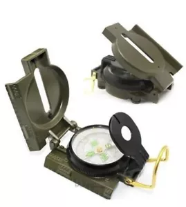 Qty 2 Lensatic Compasses Military Camping Hiking Army Style Survival - Picture 1 of 9