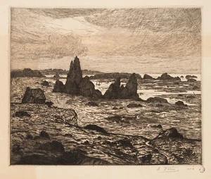 Felsen an der Küste, um 1910, Radierung Moderne Landschaft Unbekannt (20.Jhd) - Picture 1 of 5