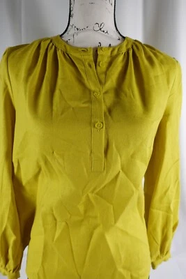 Who What Wear Women's Pullover Linen Blend Tunic Blouse Buttons Size XS Lime Fun - Image 1 of 4