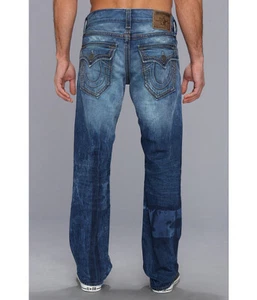 $328 NUEVOS JEANS TRUE RELIGION Para Hombres 38 x 34 Ricky Recto Grande QT Azul Carretera Denim - Imagen 1 de 6