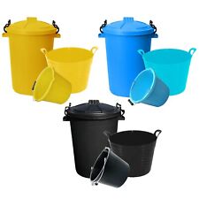 Choose 50L Dustbin/40L Flexi Tub/14L(3 Gallon) Storage Bucket For Home Garden UK