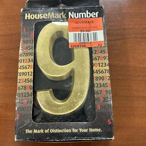 New In Box 3.25" Floating House Number 9. High Quality Satin Brass. - Picture 1 of 3