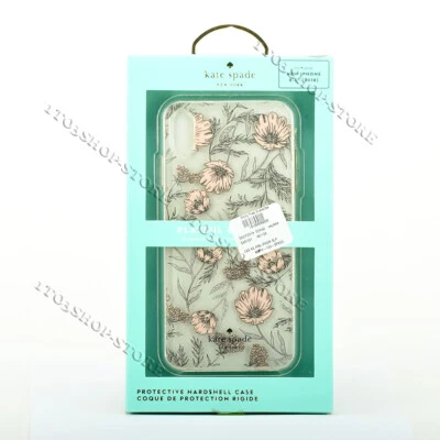Funda Rígida Transparente Kate Spade iPhone Xs Max - Floral Flor Rosa/Dorado Lámina Gemas Foto 1 de 4