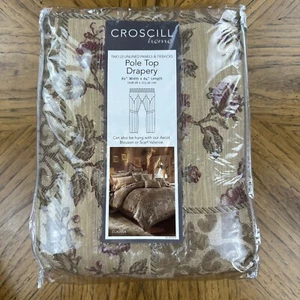 Croscill Claudia Floral Gold Patchwork Pole Top Curtain Pair (2) 82x84” - Picture 1 of 11