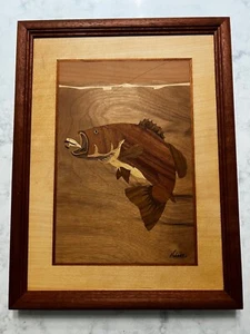 Jeff Nelson marquetería pesca incrustación de madera obras de arte - Imagen 1 de 9