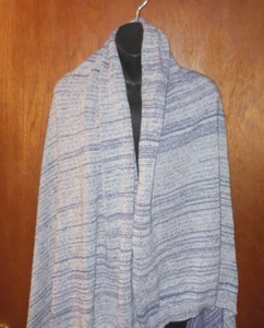 Celerie Kemble Light Cape Poncho Shaw Throw 60”x52” Woven Blue and White - Picture 1 of 8