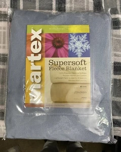 MARTEX SUPER SOFT FLEECE Slate Blue Twin BLANKET - 66” X 90” - Picture 1 of 8