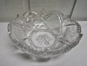 Cuenco 9" Cresap de Fostoria Vidrio Prensado Transparente Borde Diente de Sierra Raro De Colección - Imagen 1 de 8