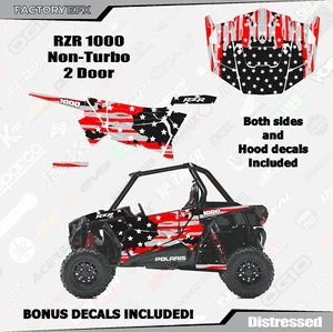 Kit de gráficos con bandera de EE. UU. gris y rojo tenue se adapta a Polaris RZR 1000 2 puertas 14-18 - Imagen 1 de 2