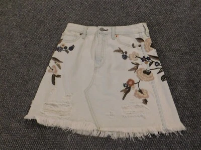 Falda Mujer Abercrombie & Fitch 00 Azul Floral Denim Jeans Línea A Foto 1 de 4
