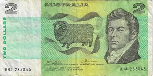 AUSTRALIA $2 Dollars Circ Banknote (1976) P-43a Philips-Randall Sign Prefix HHJ - Picture 1 of 2
