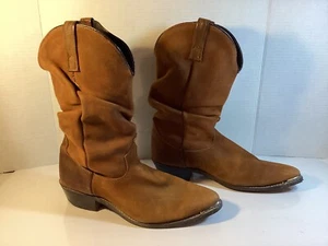 Vtg Women Unbranded Cowboy Point Toe SUEDE BROWN BOOTS SIZE 9-10 - Picture 1 of 12