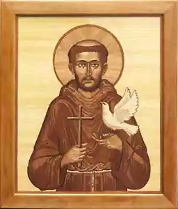 San Francisco católico icono cristiano bizantino sobre madera Virgen - Imagen 1 de 15