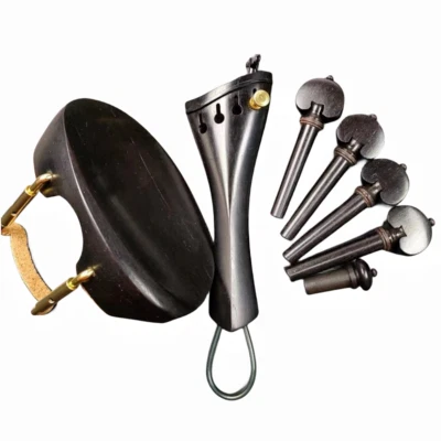 Ebony wood Violin Parts 4/4 Size, Harp Shape Tailpiece, Center Chinrest - Image 1 of 4