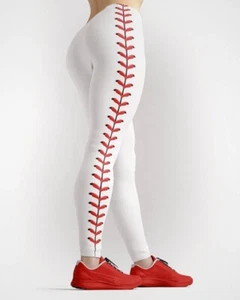 Baseball Yoga Pants High Waisted Workout Leggings Athletic Pant Gift For Mom - Picture 1 of 2