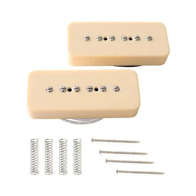 P90 Soapbar Pickup Neck Bridge Single Coil Pickup Set for Electric Guitar Cream  - Image 1 of 4