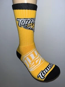 TOWSON TIGERS NCAA COLLEGE LOGO YELLOW SHADOW CREW LENGTH SOCKS LARGE Q - Picture 1 of 2