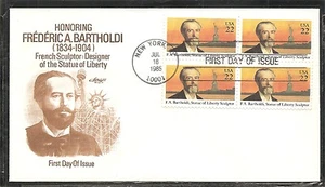 US SC # 2147 Frederic Auguste Bartholdi FDC. Block Of 4. Artmaster Cachet - Picture 1 of 1