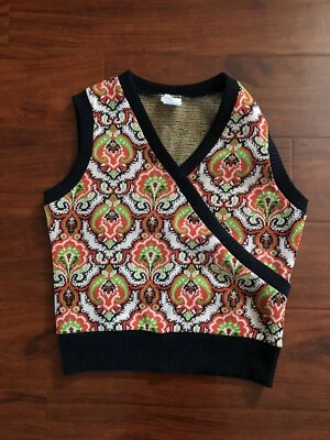 Chaleco Pullover Acanalado Tejido Negro Naranja Catalina Sportswear De Colección Talla 36 Foto 1 de 4