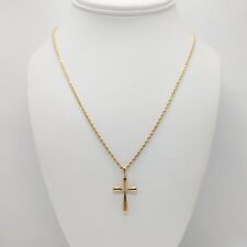 14K Yellow Gold - Cross Pendant Necklace - 18" Chain - 5.4 Grams