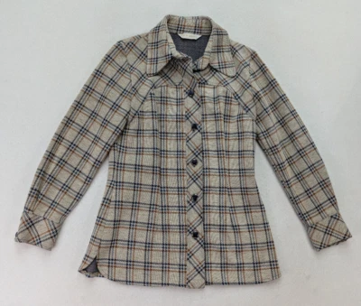 Vintage 70s Women's top Koret of California Gray Plaid Long Sleeve Button-Up - Image 1 of 4