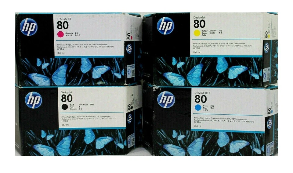4 x Original HP Ink Designjet 1050 1055 CM / No. 80 C4871A C4846A - C4848A INK - Image 1 of 1
