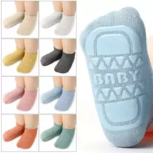 4 pairs Baby Toddlers Boy Girls Anti-Slip Socks Kids Cotton Grips Floor Socks - Picture 1 of 14