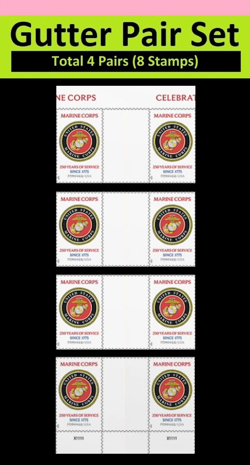 US 6005 Marine Corps 250 Years F vert gutter pair set 4x2 MNH 2025 - Image 1 of 1