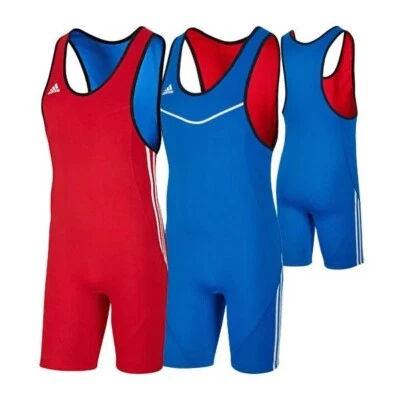 Uomo Tuta da wrestling Lotta Adidas REVERSE WRESTLER Singlet rosso e blu - Immagine 1 di 4