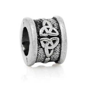 Celtic Spacer Beads - Antique Silver Tone - Pack of 10 - 11mm x 8mm - Large Hole - Picture 1 of 4