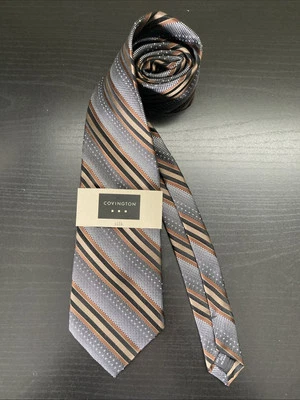 Covington VINTAGE Men's Silk Striped Neck Tie Black Brown Gray Multi NWT - Image 1 of 4