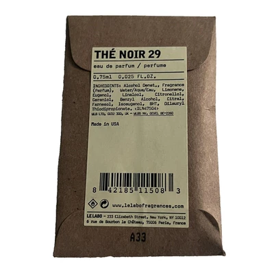 Le Labo The Noir 29 Eau de Parfum .75 ml Muestra Frasco Aroma Té Negro Nuevo Sellado Foto 1 de 4