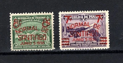 👀Две почтовые марки 1938 Панама авиапочта как новые без наклеек и следов (C53b-C53c) - Изображение 1 из 2