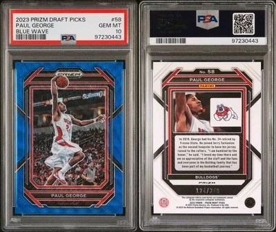 2023 NBA PSA 10 POP 1 ПОЛ ДЖОРДЖ NO58 — призматические драфтовые медиаторы — Panini Blue Wave  - Изображение 1 из 3
