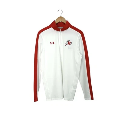 Under Armour Utah Utes S Quarter Zip Mockneck Performance Jacket NWT White Red  - Image 1 of 4