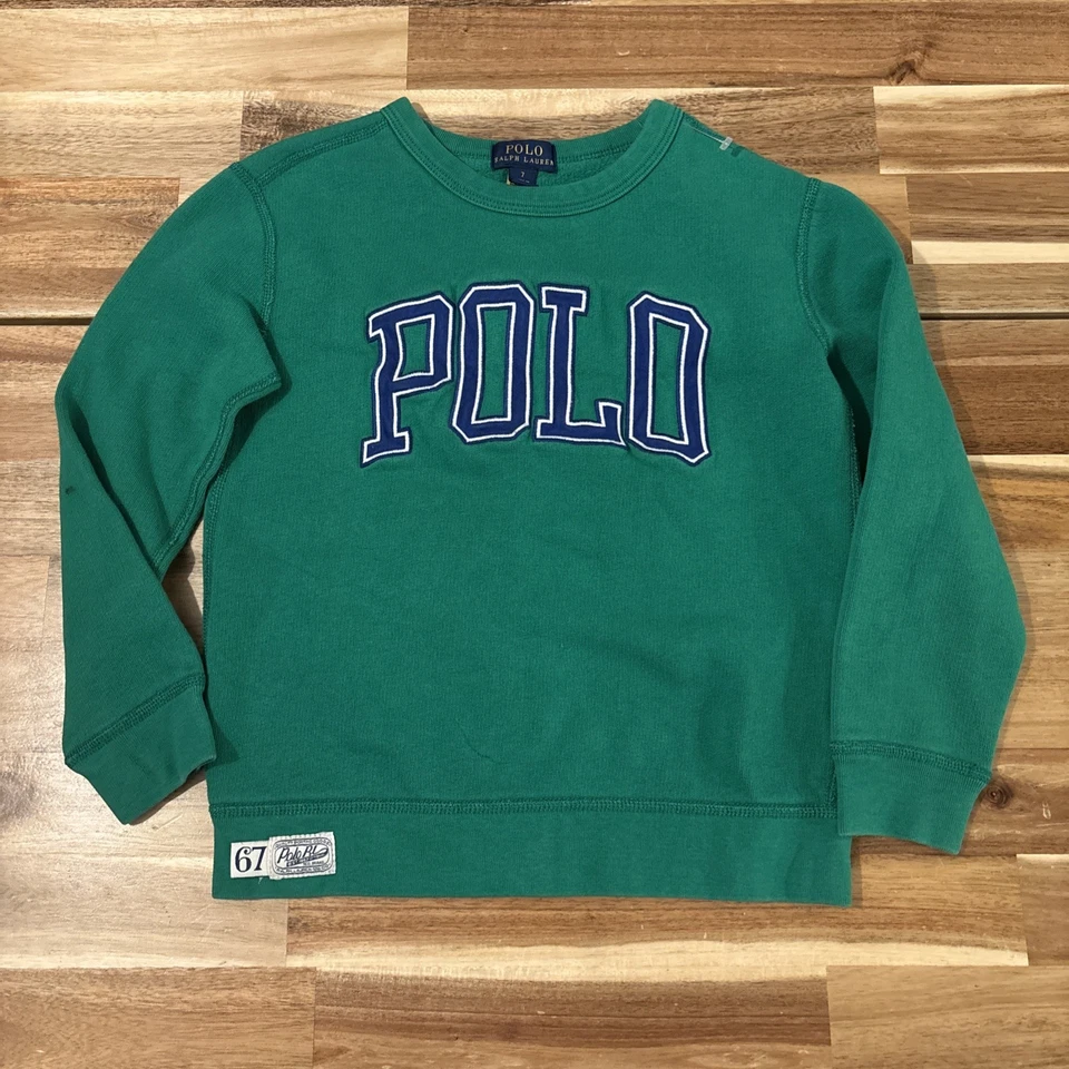 Polo Ralph Lauren Sudadera Verde Talla 7 Polo Deletreado Foto 1 de 4